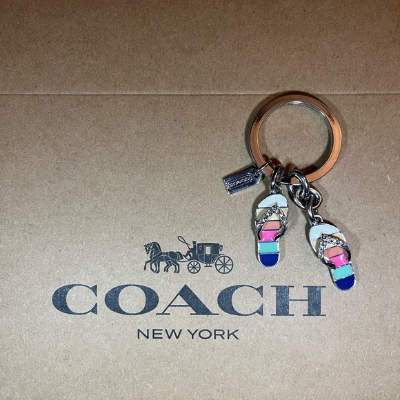 Coach Handbags - COACH 💕 Vintage Flip Flops Multicolor Bag Charm/Keychain EUC Silver Tone